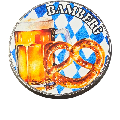 Magnet Krug Brezel Bamberg rund Metall