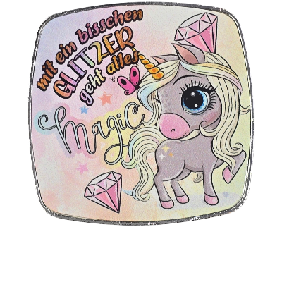 Magnet Einhorn Glitzer eckig Metall