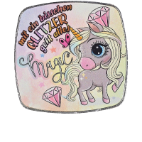 Magnet Einhorn Glitzer eckig Metall