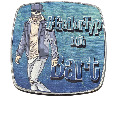 Magnet #GeilerTyp mit Bart eckig Metall