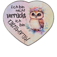 Magnet Eule Ich bin nicht verr&uuml;ck Herz Metall