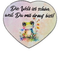 Magnet Frosch Die Welt ist sch&ouml;n Herz Metall