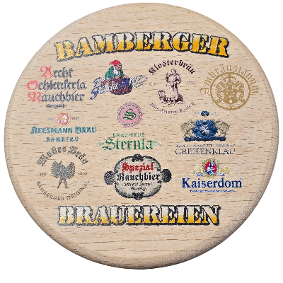 Holzdeckel Bamberger Brauereien bunt