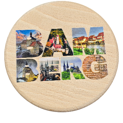 Holzdeckel Bamberg Schriftzug