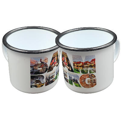 Tasse Emaille Bamberg Schrftzug
