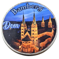 Magnet Dom bei Nacht Bamberg rund Metall