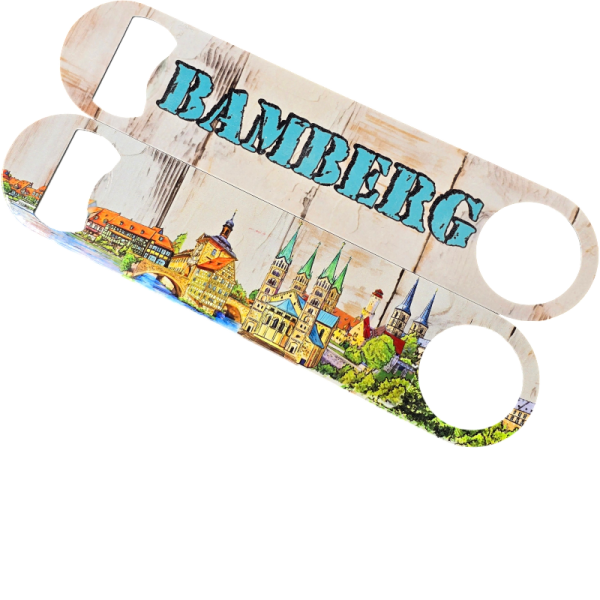 Flaschen&ouml;ffner Skyline Bamberg bunt Edelstahl
