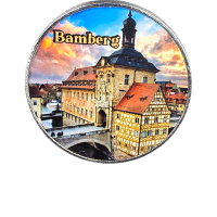 Magnet Rathaus Bamberg rund Metall