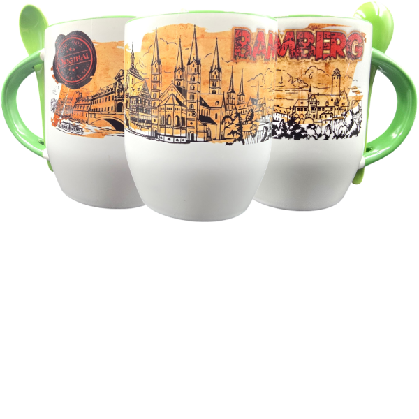 Tasse L&ouml;ffel Skyline bunt Bamberg