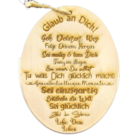 Schild Buche Glaub an Dich!