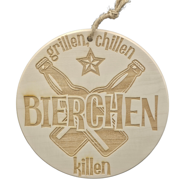 Schild Buche grillen chillen Bierchen