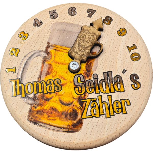Holzdeckel Seidla&acute;s Z&auml;hler Name bunt